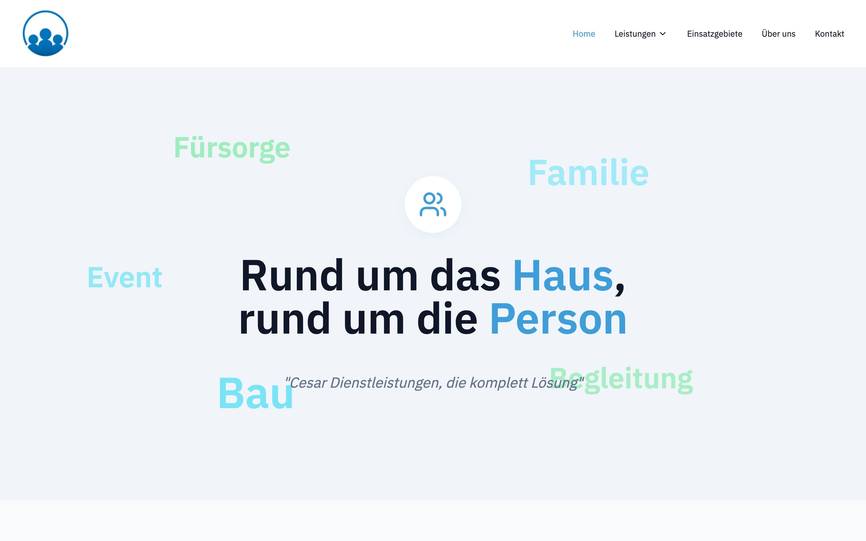Startseite der Website von Cesar Dienstleistungen, gestaltet von Media Castle