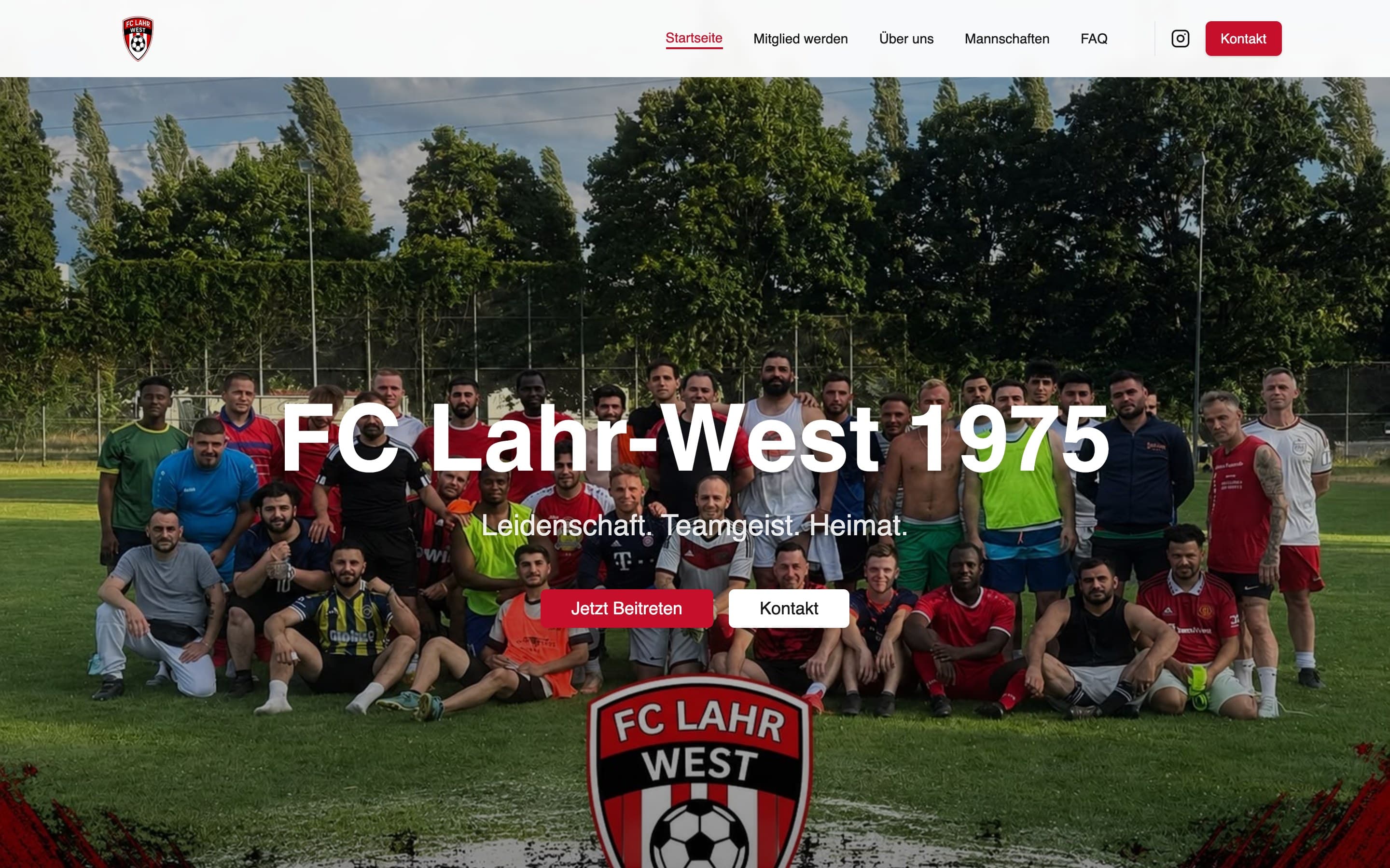 Startseite der Website des FV Lahr West, gestaltet von Media Castle