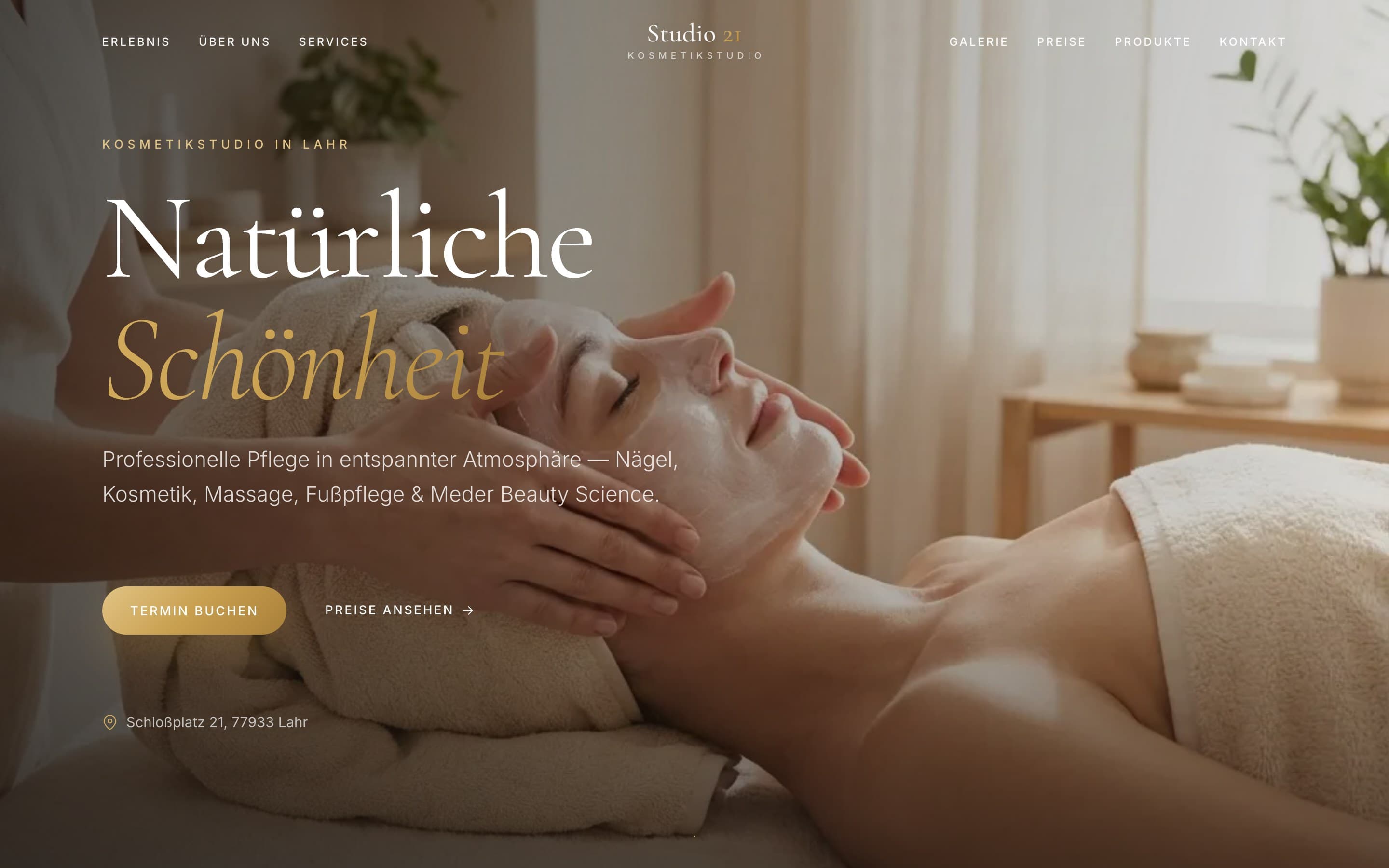 Startseite der Website von Studio 21 Lahr, gestaltet von Media Castle
